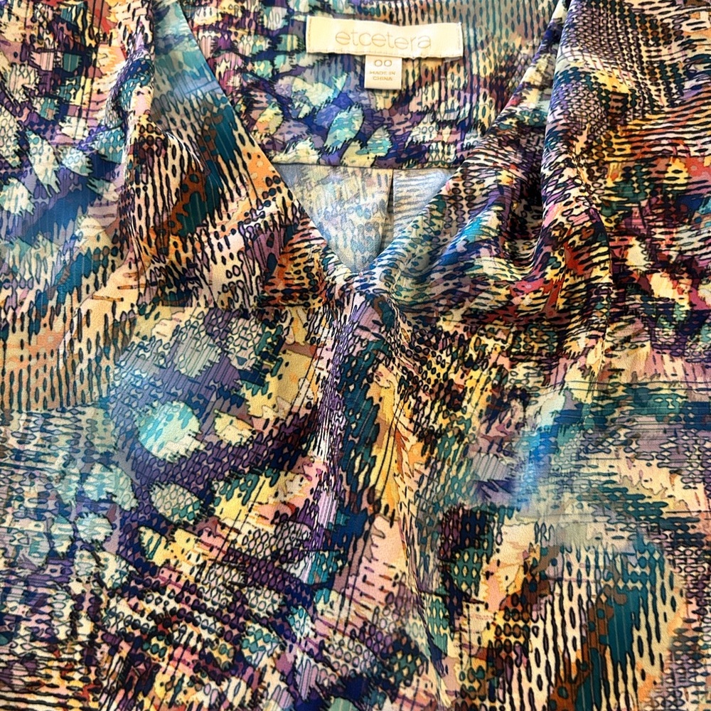Etcetera Women’s Multi Color Patterned Blouse Sil… - image 4